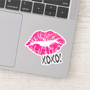 Adesivo Lábios Kissy cor-de-rosa na moda com xoxo
