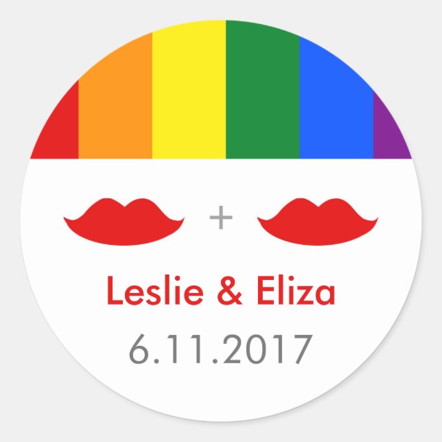 Adesivo Lábios LGBT Lésbicas Casamento Arco-Íris (Frente)
