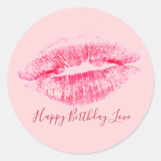 Adesivo Lábios Rosa Lusciosos Feliz Amo de Aniversário