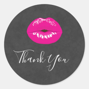 Adesivo Lábios Rosa Quente Ilustração Glamorosa Obrigad