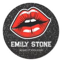 lábios vermelho maquiador com brilho