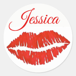 Adesivo Lábios Vermelhos Personalizados Lipstick Kiss Impr