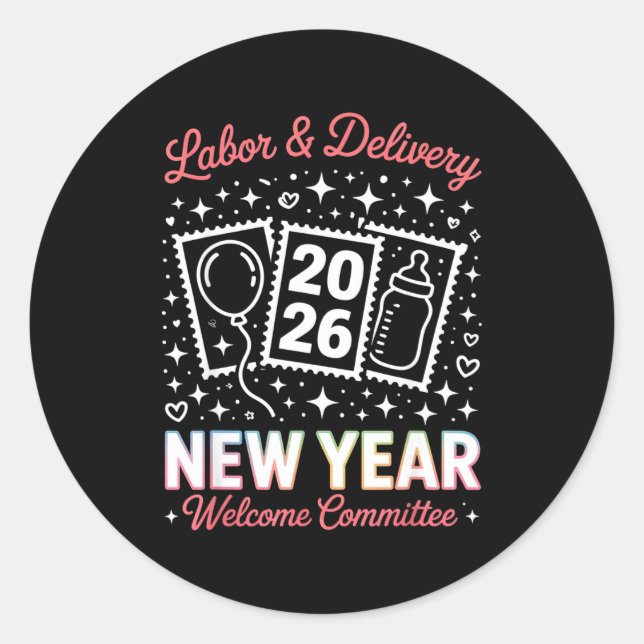 Adesivo Labor &amp; Delivery 2026 New Year Welcome Committ (Frente)