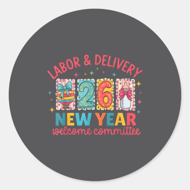 Adesivo Labor &amp; Delivery 2026 New Year Welcome Committ (Frente)