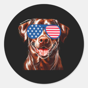 Adesivo Laboratório De Chocolate Cão Bandeira Americana Pa
