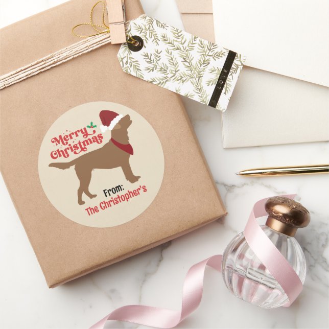 Adesivo Laboratório de Chocolate Labrador Feliz Natal (Presentear)