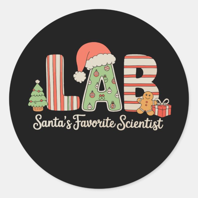 Adesivo Laboratório de Natal Favorito Santas (Frente)