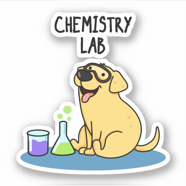 Adesivo Laboratório de Química Funny Labrador Dog Pun (Frente)