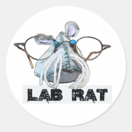 Adesivo Laborratte Lab Rat mit großer Brille Schnurrbart