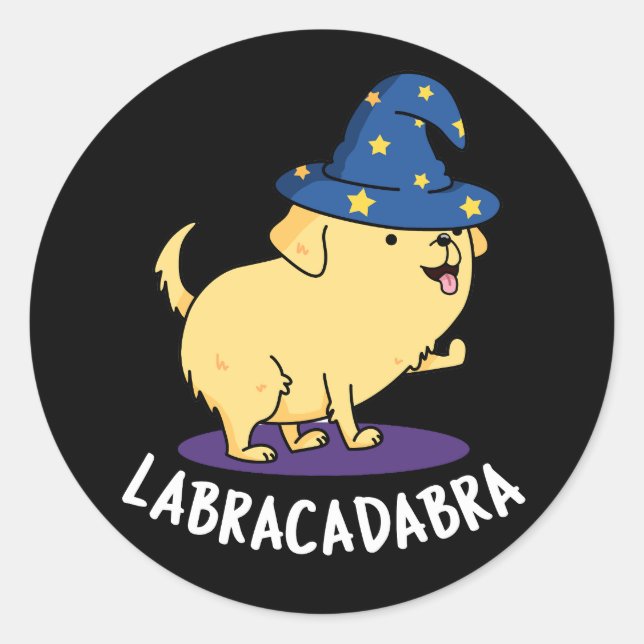 Adesivo Labra-cadabra Funny Labrador Cachorro Escuro BG (Frente)