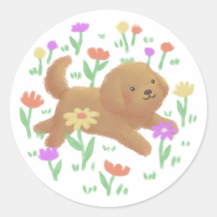 Adesivo Labradoodle com Ilustração de Flores