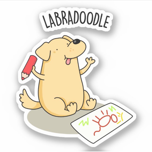 Adesivo Labradoodle Funny Labrador Dog Pun (Frente)