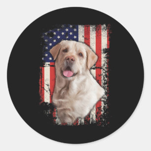 Adesivo Labrador Amarelo Labs Patriótico Americano Bandeir
