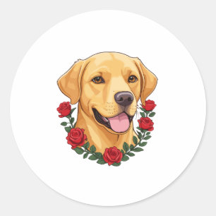 Adesivo Labrador com Rosas vermelhas