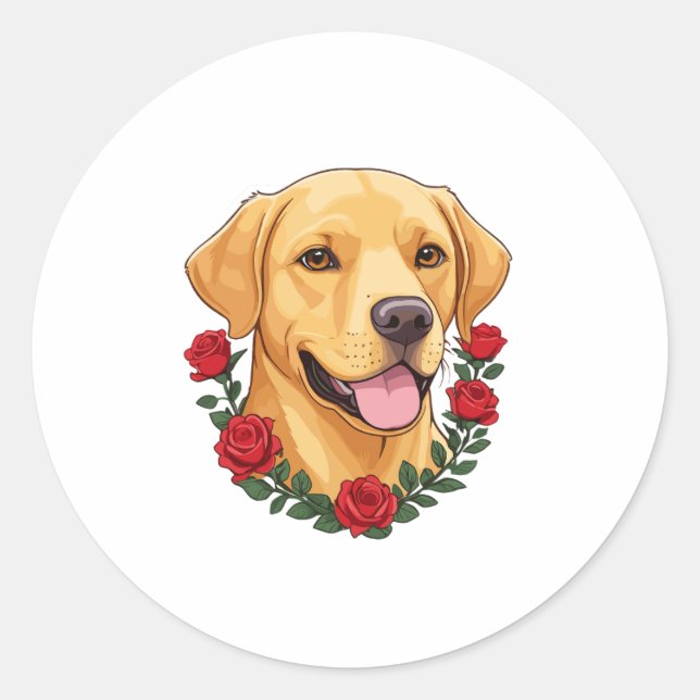 Adesivo Labrador com Rosas vermelhas (Frente)