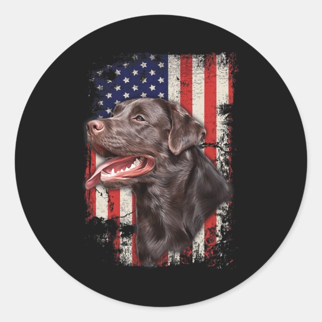 Adesivo Labrador Labs Bandeira Patriótica Americana 4 De J (Frente)