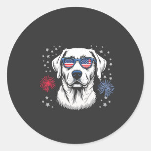 Adesivo Labrador Patriótico com Óculos de Sol EUA
