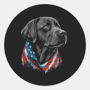 Adesivo Labrador Patriótico Preto Americano 4 De Julho EUA