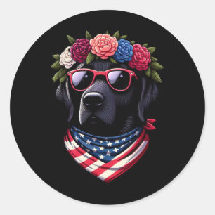 Adesivo Labrador Patriótico Preto Americano 4 De Julho EUA