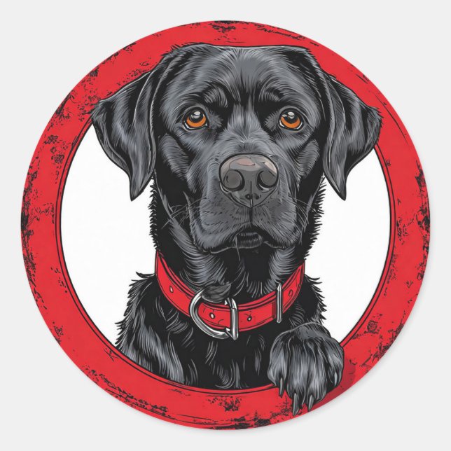 Adesivo Labrador preto engraçado (Frente)