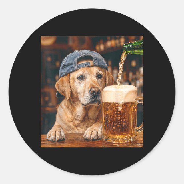 Adesivo Labrador Retriever Bebendo Cerveja Meme de Cachorr (Frente)