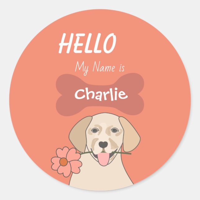 Adesivo Labrador Retriever Cartoon com nome personalizado  (Frente)