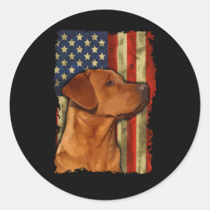 Adesivo Labrador Retriever Foxred Bandeira dos EUA Fox Red