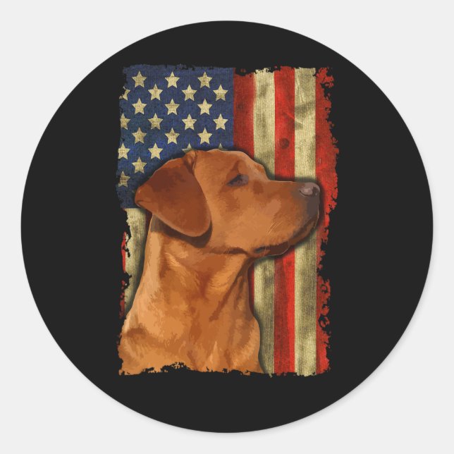 Adesivo Labrador Retriever Foxred Bandeira dos EUA Fox Red (Frente)