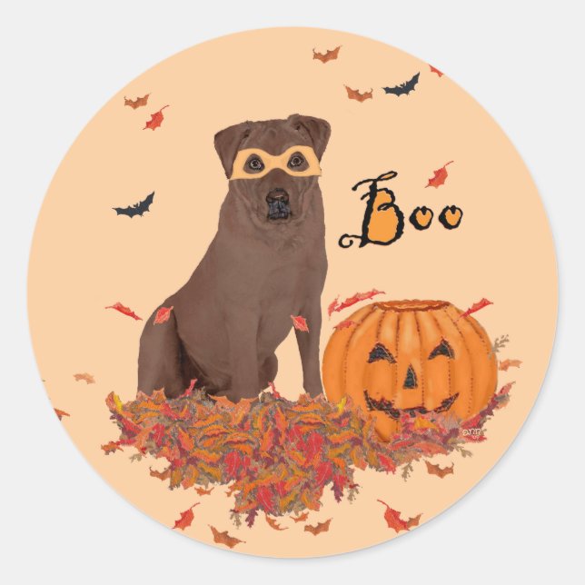 Adesivo Labrador Retriever Marrom de Halloween (Frente)