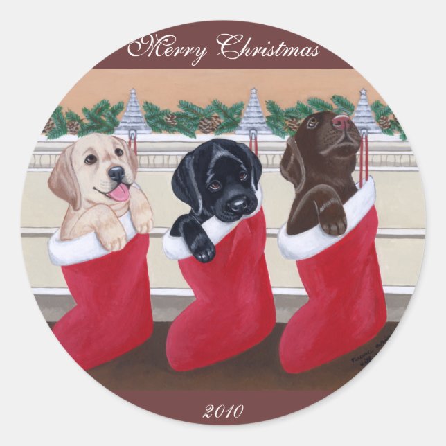 Adesivo Labrador Retriever Puppia Pintura de Natal (Frente)