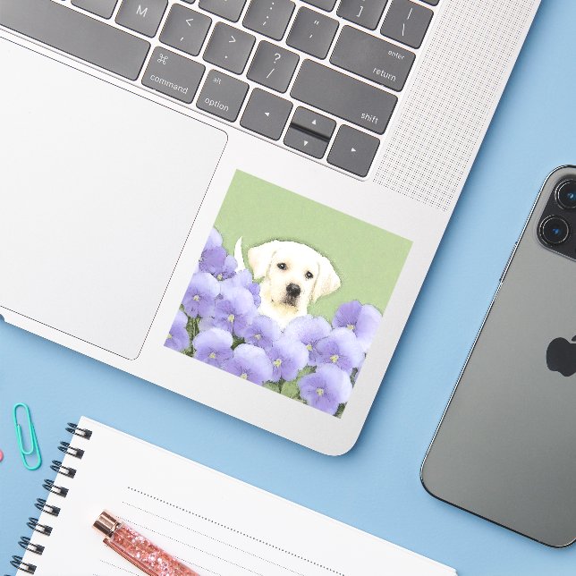 Adesivo Labrador Retriever Puppy Pintura Original (Notebook com iPhone)