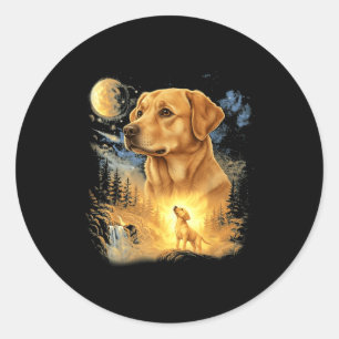 Adesivo Labrador retriever uivando para a lua retrô