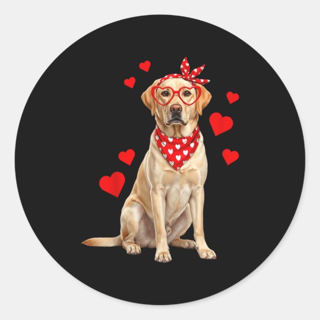 Adesivo Labrador Retriever Valentines Day Dog Lover Heart  (Frente)