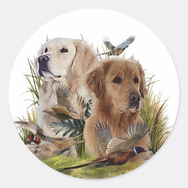 Adesivo Labrador Retrievers com Faisão, Arte (Frente)