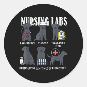 Adesivo Labs de Enfermagem Cachorro Preto Paw-Cedures Hall