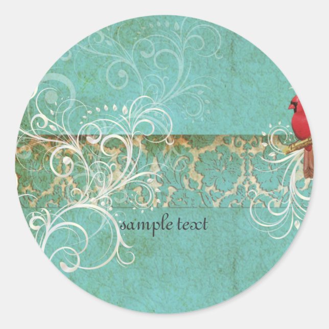 Adesivo Lace / Aqua do Damasco de Vintagem PixDezines (Frente)