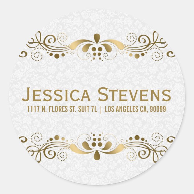 Adesivo Lace Floral De Tons Dourados Elegante Com Damascos (Frente)