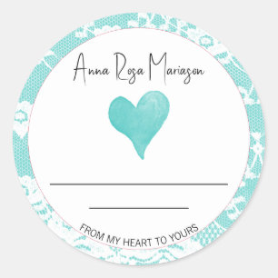 Adesivo *~* Lace Homemade AP30 TEAL Heart Generic