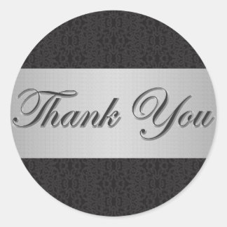 Adesivo Lace Preto e Prata Agradecemos Seu Vinheta/Selo