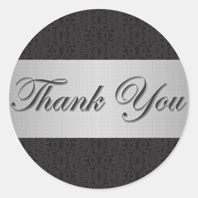 Adesivo Lace Preto e Prata Agradecemos Seu Vinheta/Selo (Frente)