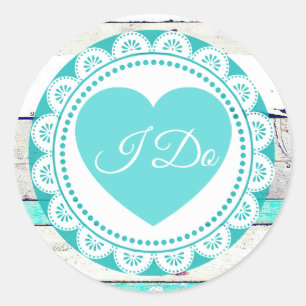 Adesivo Lacey branco de turquesa eu faço WeddingStickers