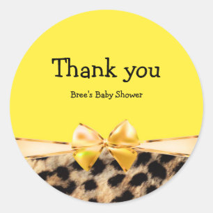 Adesivo Laço Amarelo e Estampa de Leopardo Chic Glam Estam