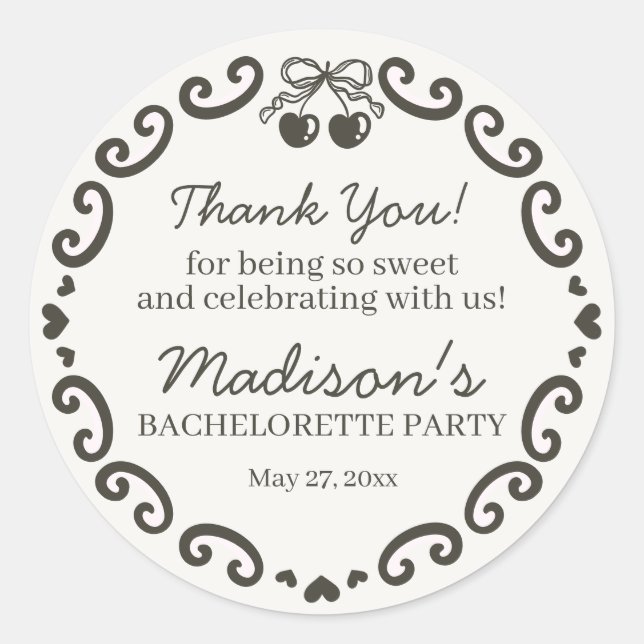 Adesivo Laço Bege Retro Coração Coquette Bolo Solteira (Frente)