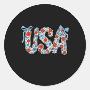 Adesivo Laço Coquete Floral Usa Patriótico 4 De Julho Mulh