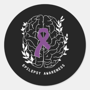 Adesivo Laço de Conscientização da Epilepsia Roxo Cérebro