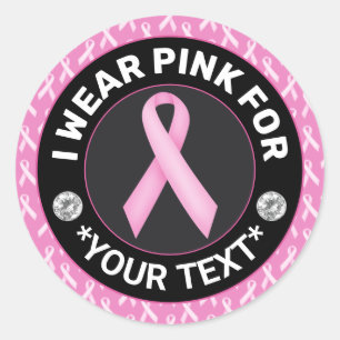 Adesivo Laço de Conscientização do Câncer de Mama Eu Uso R