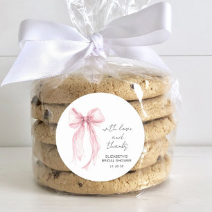 Adesivo Laço de Coquete Cor-de-Rosa Agradecimento de Chá d