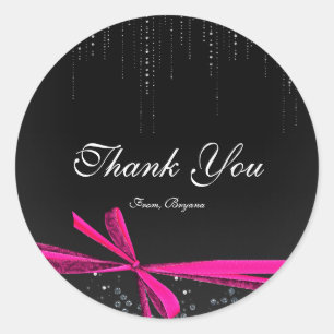 Adesivo Laço de fita rosa e preto com strass brilhantes au