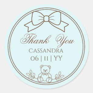 Adesivo Laço de Urso de Pelúcia Personalizado Azul Turques