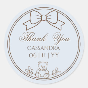 Adesivo Laço de Urso de Pelúcia Personalizado Cinza Azul